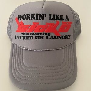 Born From Pain Workin Like A Sicko Puked On Laundry Ian Connor Trucker Hat Grey